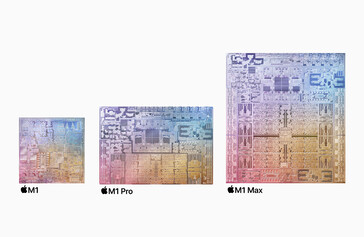 Apple M1, M1 Pro, and M1 Max die size comparison. (Image Source: Apple)