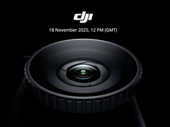 DJI&#039;s first official teaser appears to show the Osmo Action 6 looking up at its variable aperture camera with a front-facing display on its left-hand side. (Image source: DJI)
