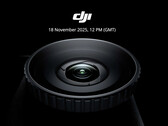 DJI's first official teaser appears to show the Osmo Action 6 looking up at its variable aperture camera with a front-facing display on its left-hand side. (Image source: DJI)