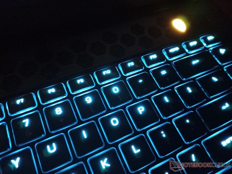 Alienware x15 R1 per-key RGB mechanical keyboard. The secondary keys are not lit yet again