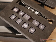 Extra keycaps for navigation keys and OS switching. 