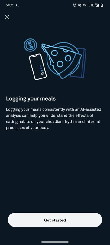 A screenshot of the Oura meal logging tool. (Image source: Android Authority)