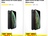 Australia retailer JB Hi-Fi is offering an AU$320 (US$226) discount on the iPhone Xs 512GB models. (Screenshot: Notebookcheck)