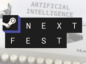 Pictured - the Steam Next Fest logo over an image with a typerwiter and the text "Artificial Intelligence" on the paper.