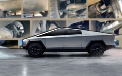 Spy shots of a broken-down Tesla Cybertruck have revealed its suspension system. (Image source: Tesla & Electrek - edited)