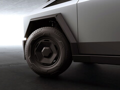 The new RWD Cybertruck Long Range wheel covers. (Image source: Tesla)