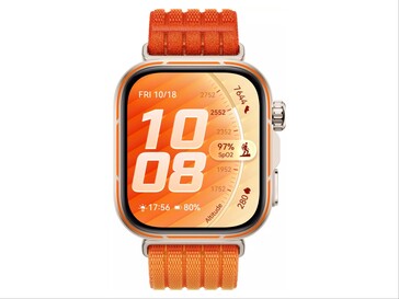 Unofficial render of Huawei Watch Fit 5 Pro in orange.