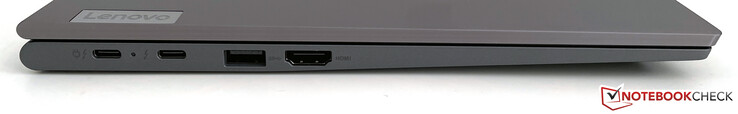 Left: 2x Thunderbolt 4 (40 Gbit/s, DisplayPort Alt-Mode 1.4a, Power Delivery 3.0), USB-A (3.2 Gen.1), HDMI 2.0