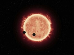 An illustration showing a star and two planets.