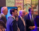 German President Frank Walter Steinnmeier at Gamescom next to Future? No Thanks!'s booth