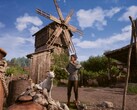 An image showing a farmer and a mill in Medieval Dynasty.