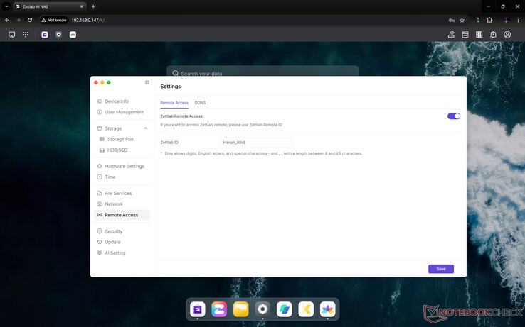 Remote access setup on ZettOS