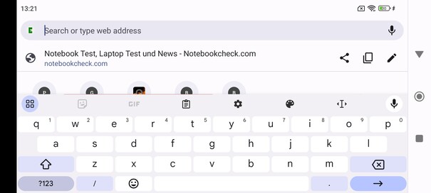 Keyboard in landscape mode