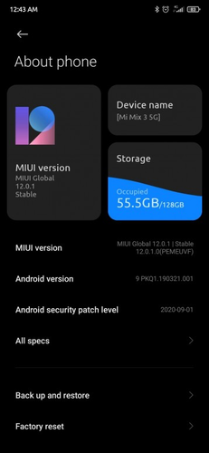 The Mi Mix 3 5G has received MIUI 12 once again, but still on Android 9.0 Pie. (Image source: Mi.com)