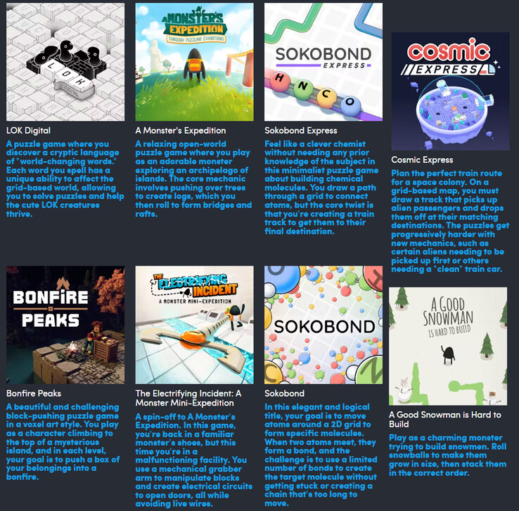 All the games included in the Draknek and Friends collection (Image source: Humble Bundle)