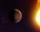 An artist's illustration showing an exoplanet close to its star.