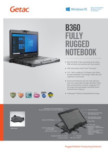 Official Getac B360 product specifications (Source: Getac)