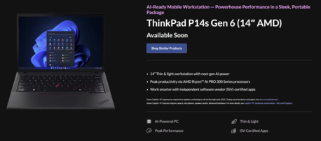 Lenovo ThinkPad P14s Gen 6 AMD (image source: Lenovo)