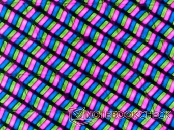 Crisp RGB subpixels with visible touch-sensitive matrix