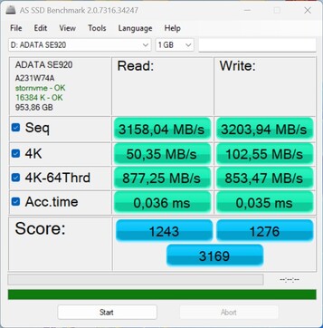 Performance check with the ADATA SE920 via USB4