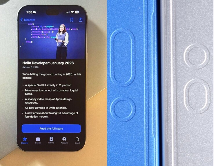 Alleged iPhone 18 Pro prototype (left), iPhone 18 Pro Max design model (right).
