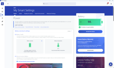 Power and battery health menu