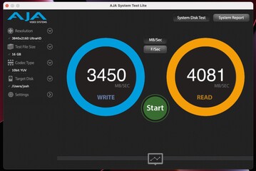 512 GB MacBook Pro with M1 Pro in AJA system disk test. (Image Source: @ZONEofTECH on Twitter)