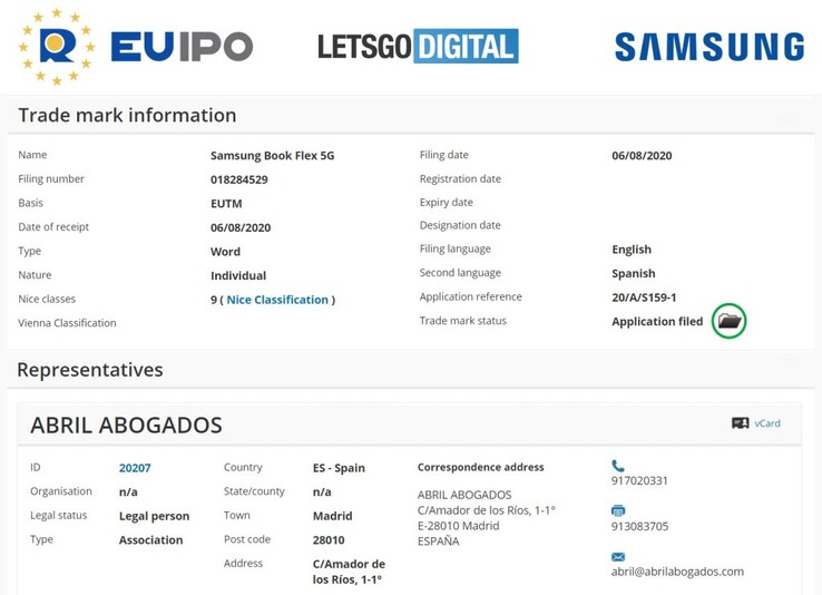 The new "Samsung Book Flex" trademark. (Source: EUIPO via LetsGoDigital)