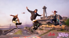 Several retro titles and new indie games are also part of the monthly drop. Pictured - Pro Skater 3 plus 4 teaser showing in-game characters performing tricks. (Image Source: Activision)
