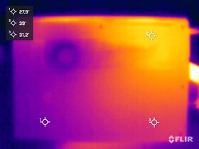 Surface temperatures during the stress test (bottom side)