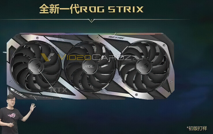 The preliminary design of the ASUS GeForce RTX 3080 Ti. (Image source: Videocardz)