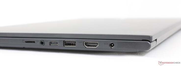 Right: MicroSD slot, 3.5 mm combo audio, USB-C, USB-A 3.2 Gen. 1, HDMI 1.4