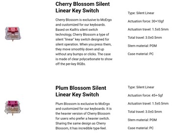 MoErgo Kailh Choc silent and linear switches