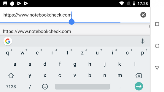 The keyboard in landscape mode