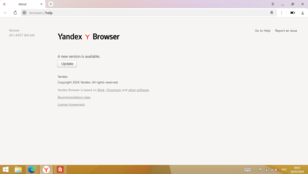 Windows 8.1: Yandex 24.1.4.827, with an update to version 24.1.5.736 just a click away (Image source: Screen grab)