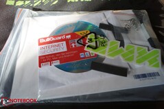 A look at the included BullGuard security key, DVDs, stickers and USB stick