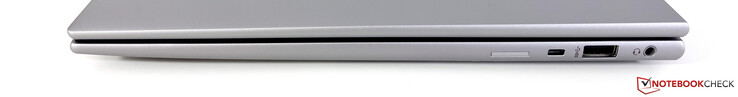 Right: Nano SIM slot (optional for WWAN models), Kensington Nano Lock, USB-A 3.2 Gen.1 (5 GBit/s), 3.5 mm audio