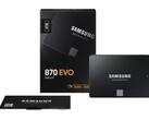 Samsung 870 EVO SATA 2.5-inch solid-state drive pictured alongside retail packaging (Image source: Samsung)