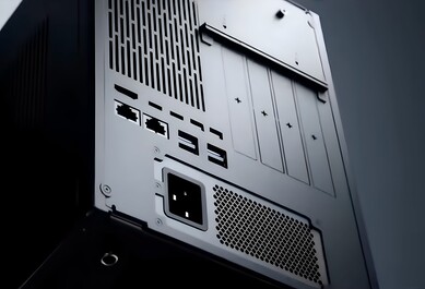 Rear of the DeskOne A1 compact workstation PC.
