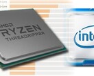 The Ryzen Threadripper series offers performance dominance for AMD but Intel has the market share advantage. (Image source: AMD/Intel/Master Lu - edited)