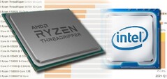 The Ryzen Threadripper series offers performance dominance for AMD but Intel has the market share advantage. (Image source: AMD/Intel/Master Lu - edited)