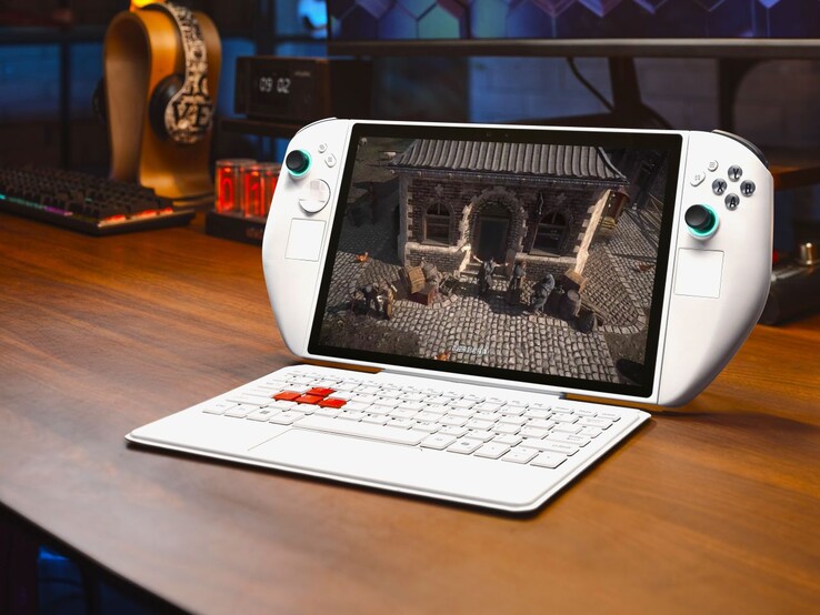 An optional keyboard turns the 11-inch Abxylute 3D One gaming tablet into a laptop. (Image source: Abxylute)