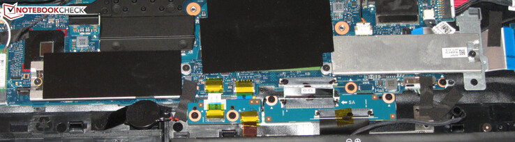 An NVMe SSD (left) serves as the system drive. A second NVMe SSD can be installed.