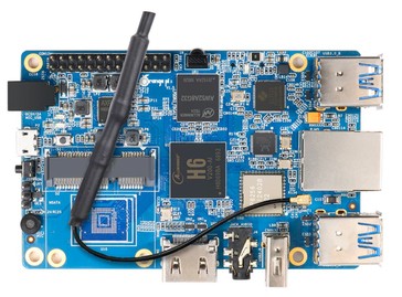 A bird's eye view of the Orange Pi 3 H6 without eMMC flash storage