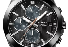 The black Casio Edifice EFS-S650DC-1A (pictured) has a copper-colored seconds hand that complements the black design quite well. (Image source: Casio)