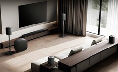 LG pairs its new soundbar with wireless speakers for a more immersive surround sound (Image source: LG)
