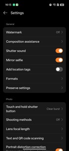 Camera settings