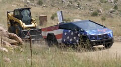 Unlike the Ford F-150 Tremor, the Tesla Cybertruck did not overheat while towing 10,500 lbs up a mountain (Image source: The Fast Lane Truck)