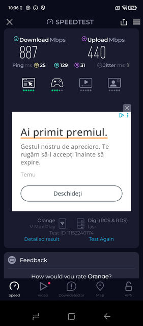 Ookla Speedtest, run 2 - different server (Image source: Screenshot - Sergey Tarasov - Notebookcheck)