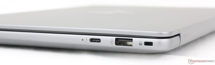Right: USB-C (40 Gbps) Thunderbolt 4 w/ DisplayPort 2.1 + Power Delivery, USB-A (10 Gbps), Security lock